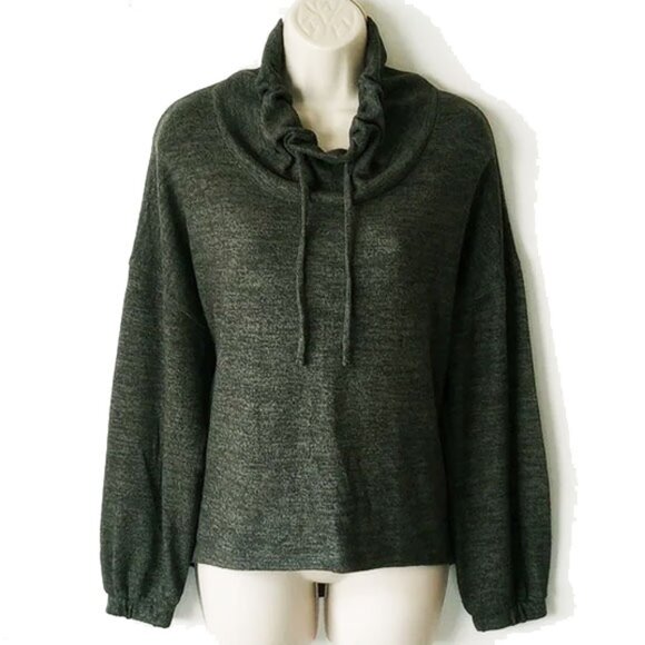 Tahari Cowl Neck Lightweight Knit Sweater Top L Heather Green -  50off3 - Picture 1 of 5